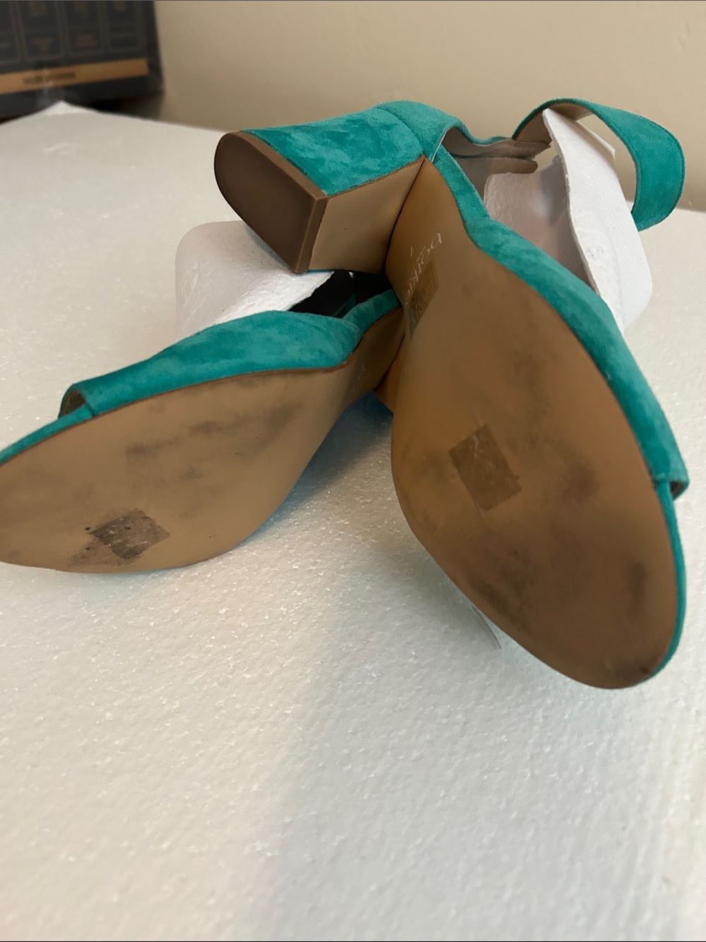 Botkier Teal Suede Open-Toe Ankle-Strap Heels - Picture 4 of 5